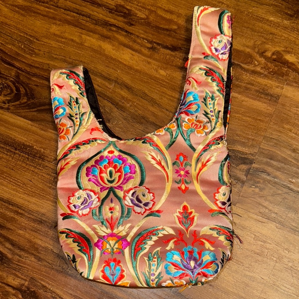 Vibrant Floral Embroidered Shoulder Bag